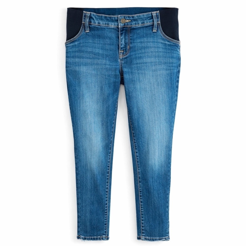 isabel maternity jeans size 4 blue Skinny Crop Side Panels Light Distressing